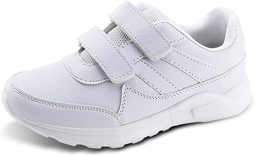 Miniatura 2 de JABASIC Zapatillas de uniforme escolar con gancho y lazo para niños en color negro y blanco
