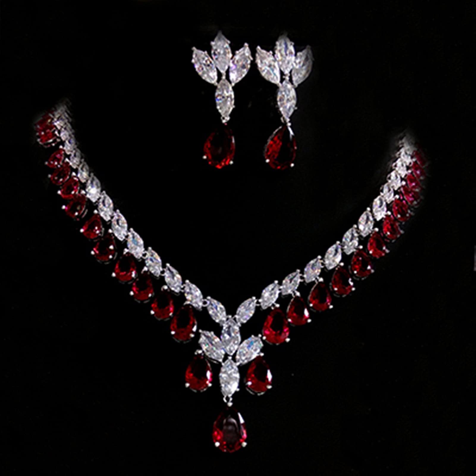 Joyería cuelga Mujeres Boda Fiesta Regalo joyería Rojo circonita Piedra