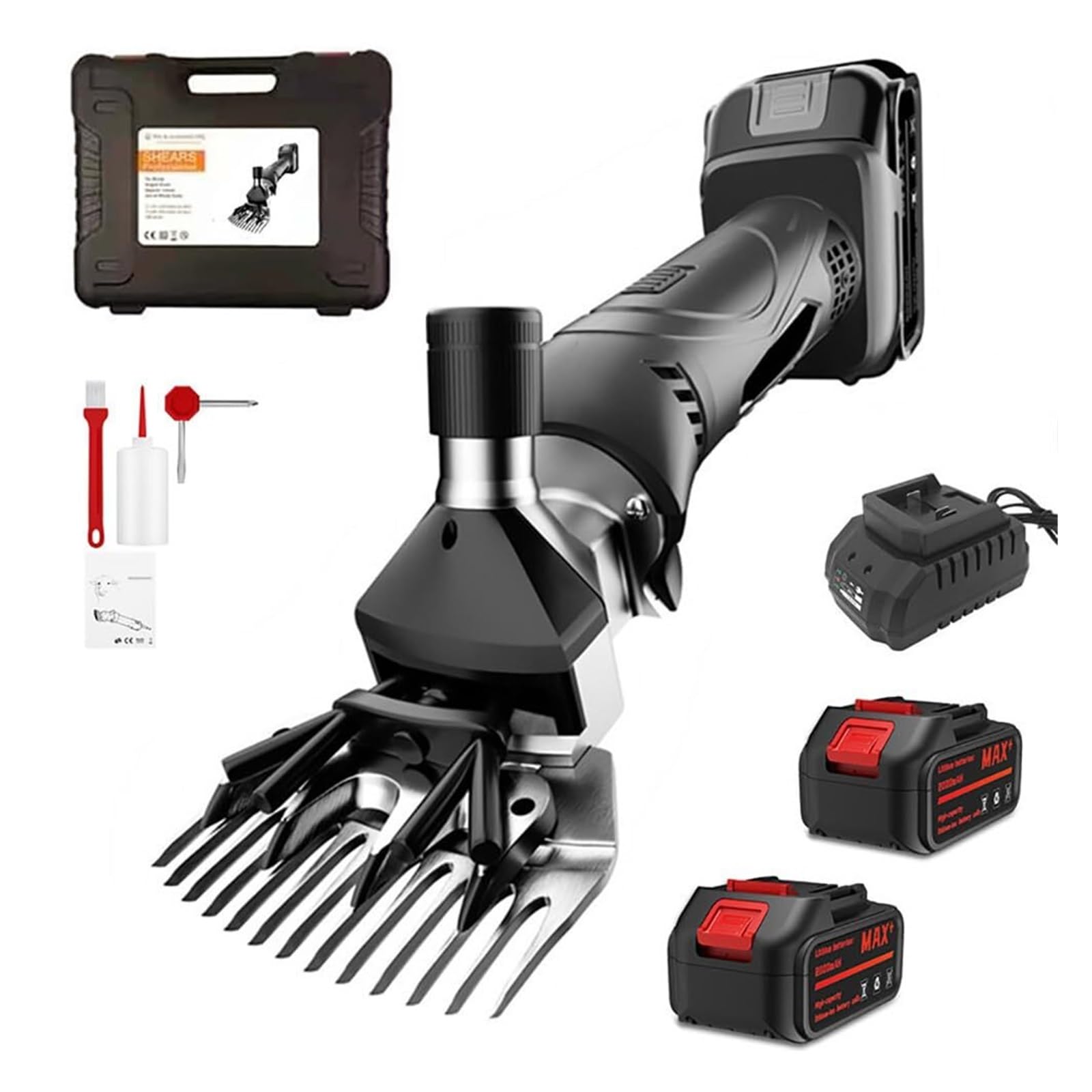 Cesoie for pecore a batteria | Tosatrici elettriche professionali for pecore, capre e alpaca(Black,13-teeth)