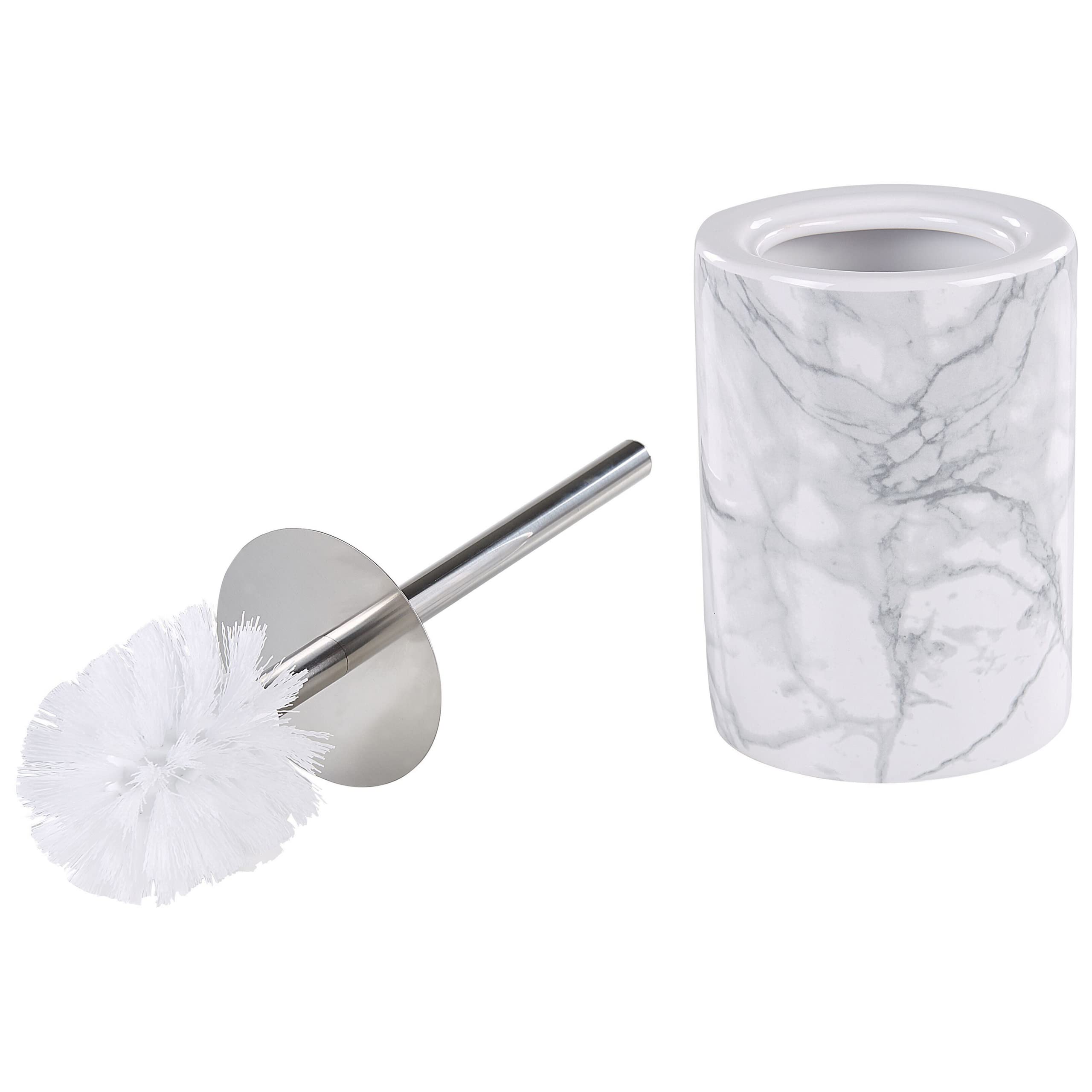 Set Accessori Bagno Porta Sapone in Ceramica Marmo Bianco Porta Scopino