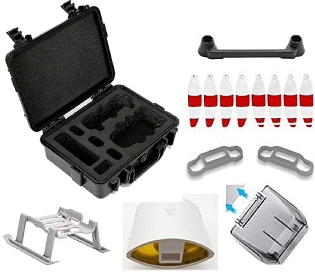 AmazetechMavic Mini Carrying Case Bundle with Propeller Guards, Landing Gear Extension, Signal Extension, Lens Hood, Extra 4 Pair Mini Propellers & More Compatible w/DJI Mavic Mini