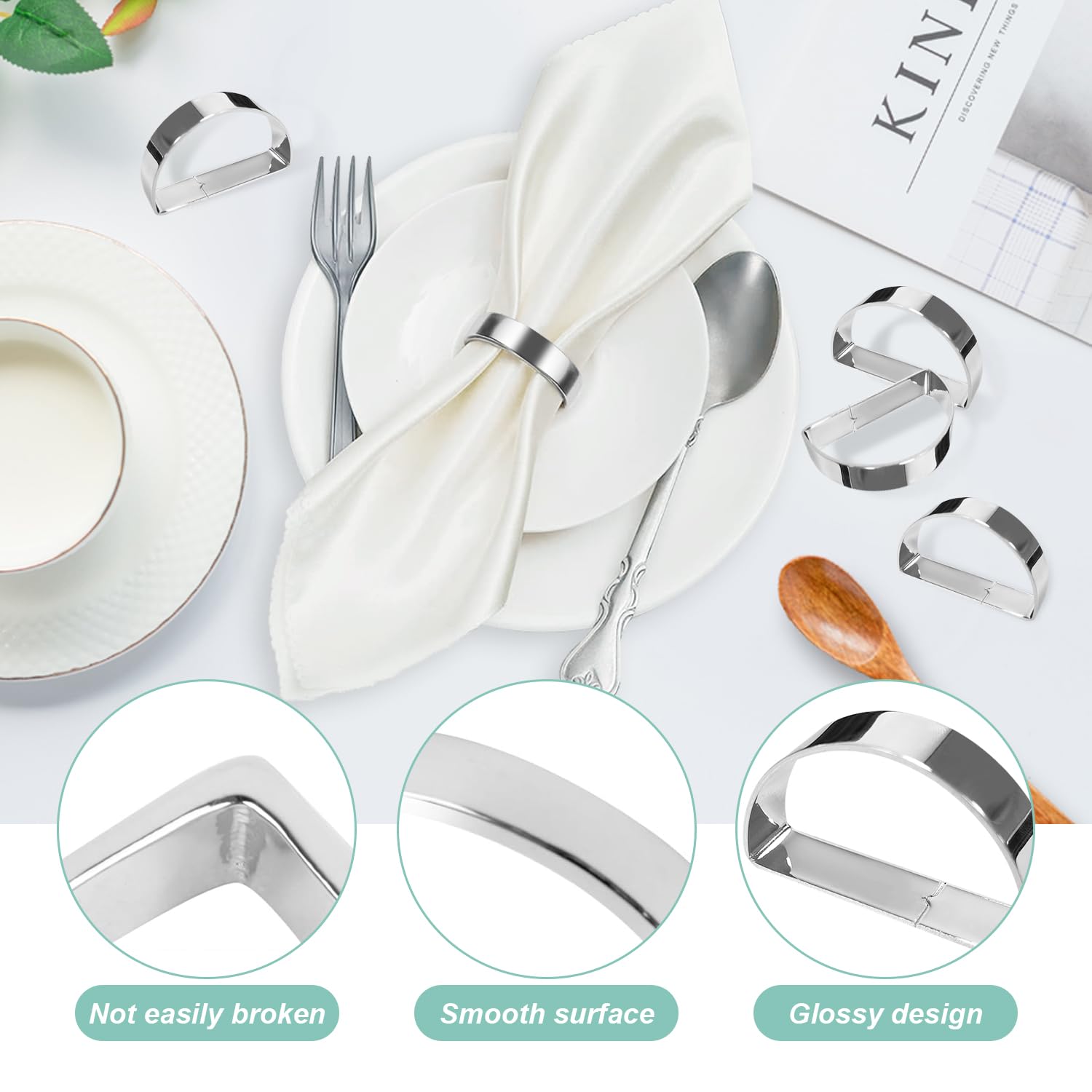 Servet Ringen, Set Van 20 Blad Servet Ringen Metaal Zilver Servet Houder Tafel Servet