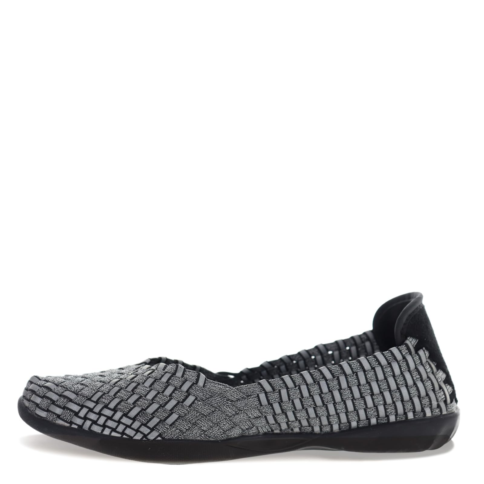 Bernie Mev Womens Catwalk Flat Slip On Loafer Shoe, Pewter Black Reflective, 37