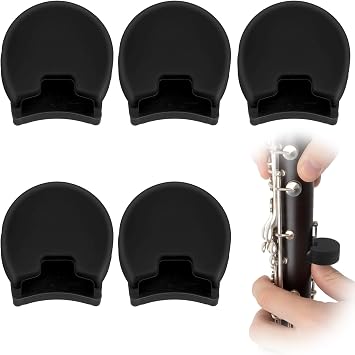 5Pcs Clarinet Thumb Rest Cushion, Soft Silicone Thumb Protector for Clarinet & Oboe, Fits Most Clarinets Accessories, Black