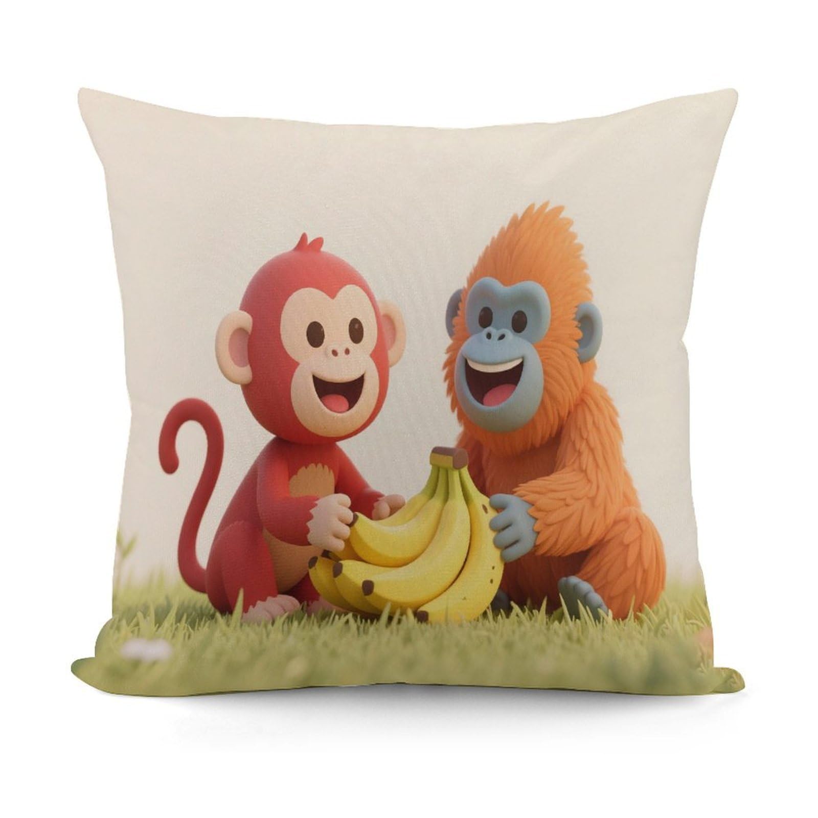 VstaDank Red Monkey Orangutan Banana Throw Pillow Covers Fade-Resistant Removable Pillowcase Square Cushion Case Cozy Pillow Case Breathable Pillow Protector Soft Pillow Shams 18"x18"