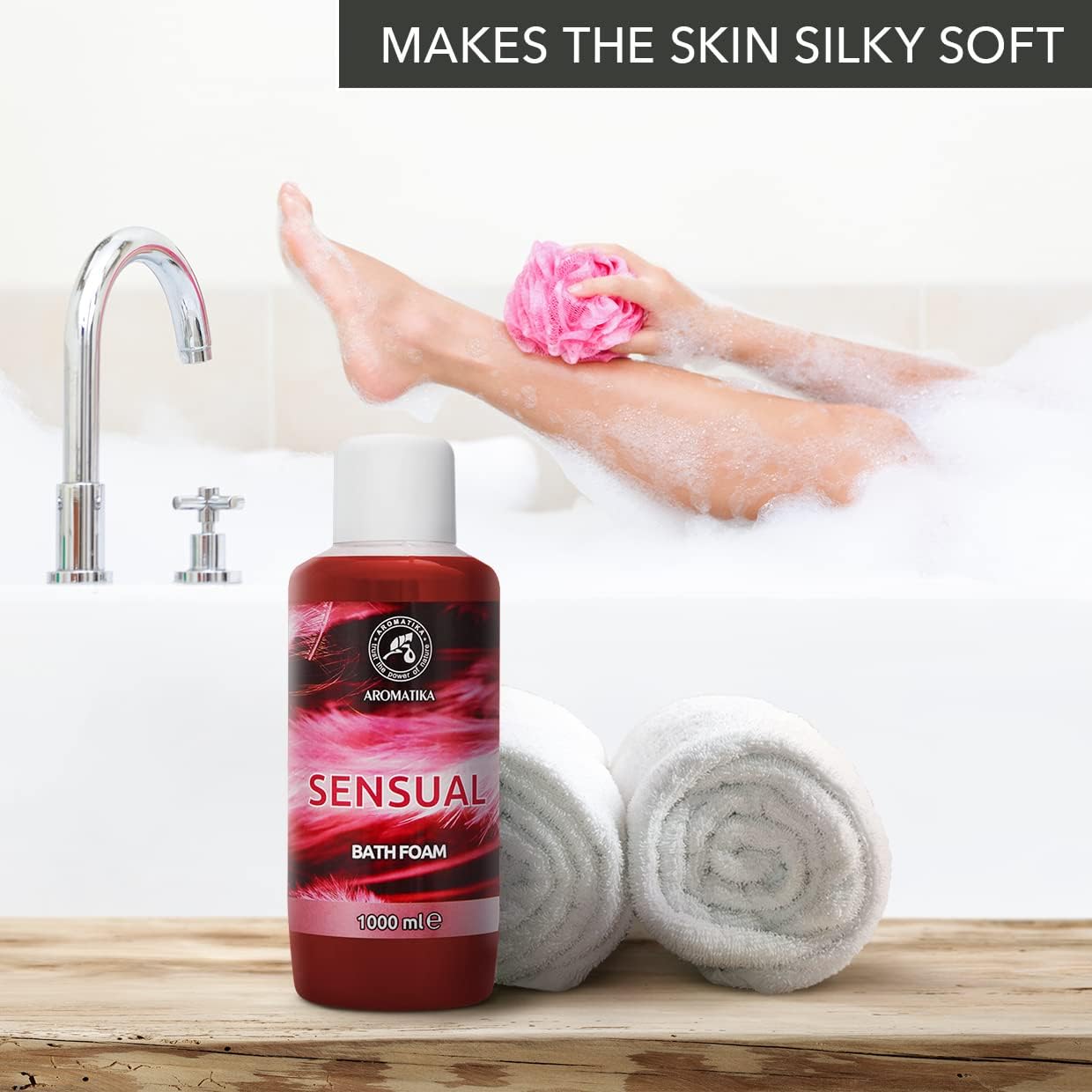 Bath Foam Sensual - 34 Fl Oz (1000ml) - Body Care - Good Sleep - Beauty - Bathing - Body Care - Wellness - Relax - Aromatherapy - Spa - Bubble Baths