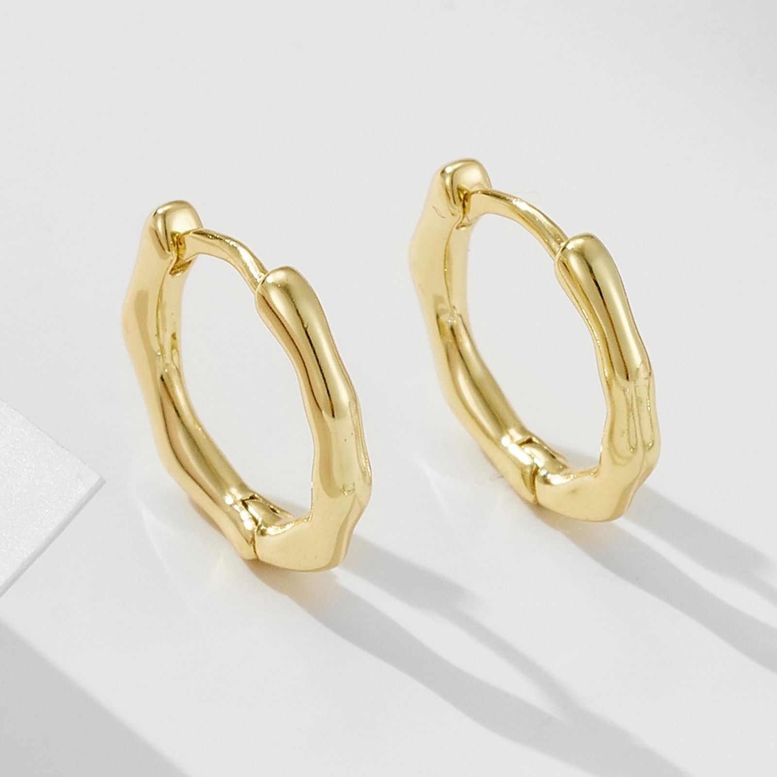 Orecchini Donna Oro Giallo Cerchio, Orecchini Donna Cerchio lucido irregolare