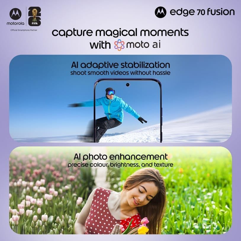 Image of Motorola Edge 70 Fusion 5G (Pantone Orient Blue, 8GB RAM, 128GB Storage) | AI Features | 6.78-inch 144Hz AMOLED | Snapdragon 7s Gen 4 | 50MP + 13MP Camera | 32MP Selfie | 7000mAh | 68W TurboPower