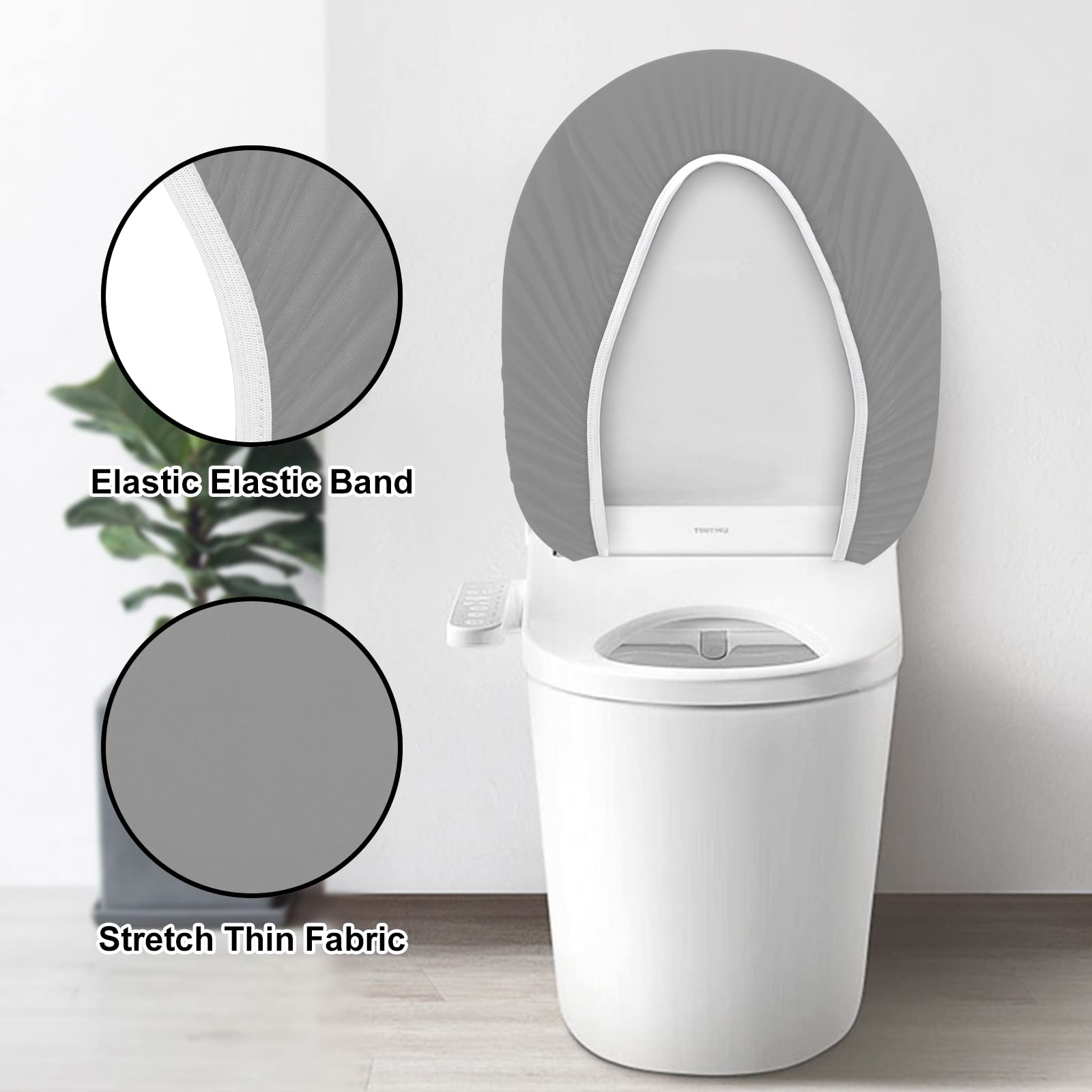 AZHCHKE Housse De Couvercle De Réservoir De Toilette, Housse De Protection Extensible Et Lavable En élasthanne Avec Fond élastique, Blanc