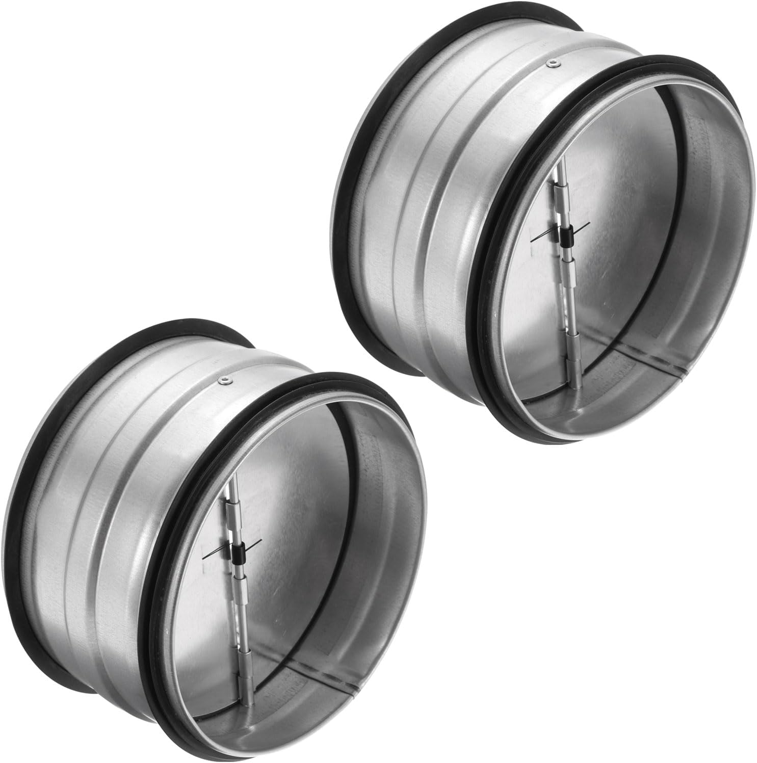 YOKIVE 5-inch HVAC Backdraft Damper, 2 Pcs One-Way Airflow Duct Draft Stopper with Spring-Loaded Folding Blades Inline Fan Vent, Great for Range Hoods Air Ventilation System (Silver Tone)