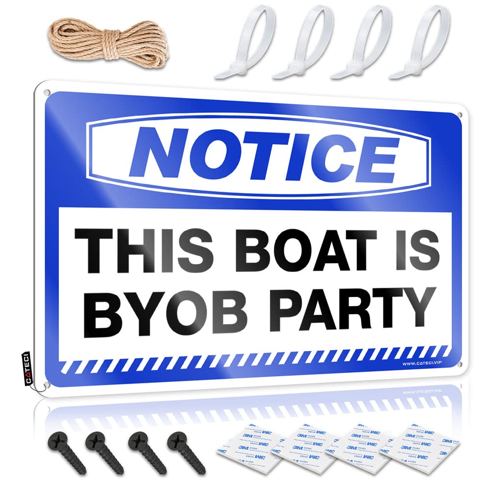 Tin Signs For Bar Notice This Boat Is Byob Party Tin Sign Metal Beer Signs Funny Patio Signs(30X40CM)