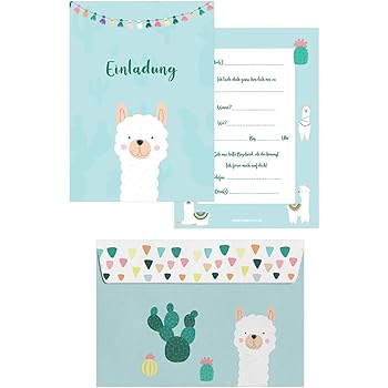 Junaversum 12 Einladungskarten Zum 8 Kindergeburtstag Madchen Lama Einladungen Achte Geburtstag Amazon De Spielzeug