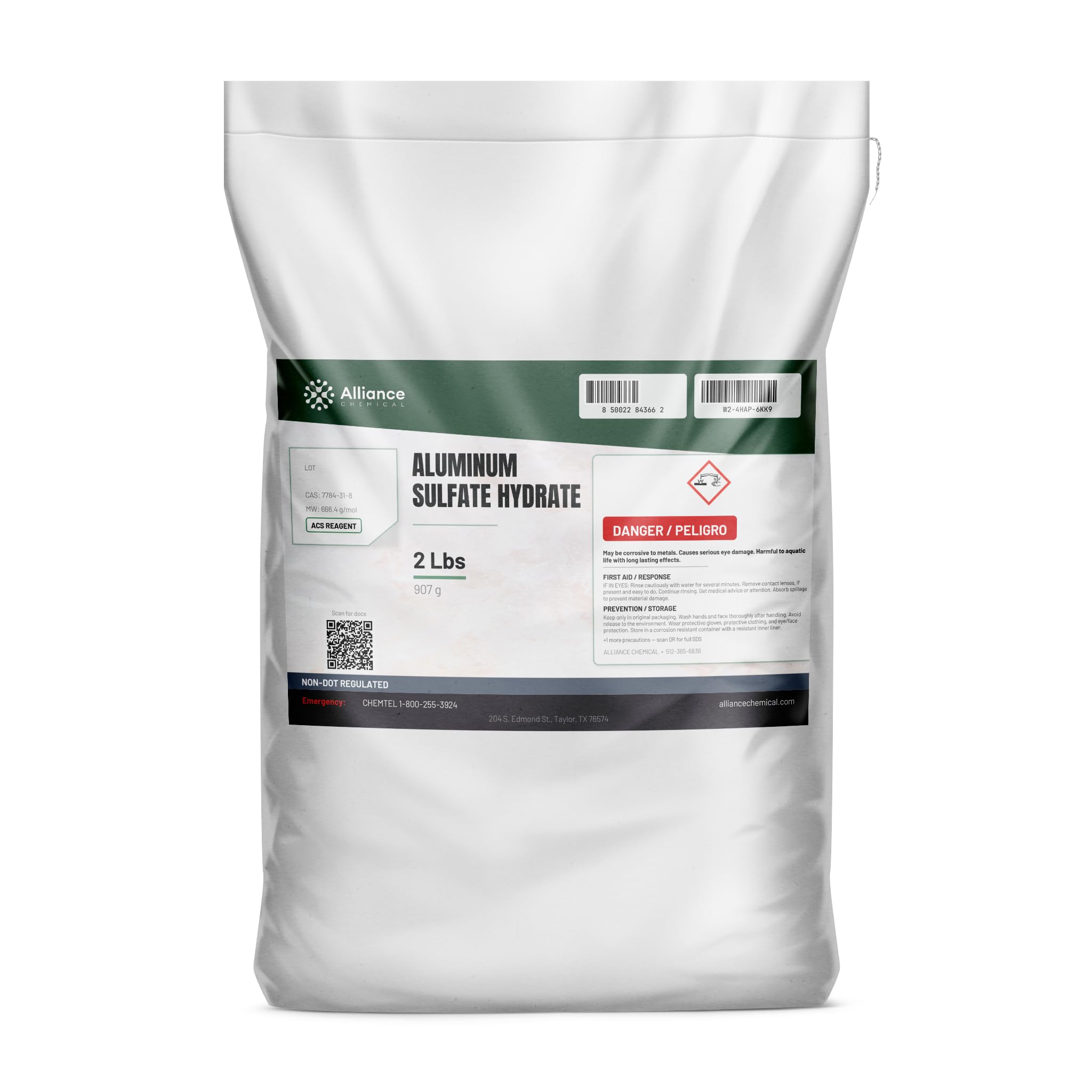 Aluminum Sulfate - Hydrated, ACS FCC Grade - 2LB Canister