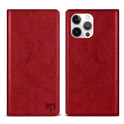 Image of ZZXX for iPhone 13 Pro Max Wallet Case Strong Magnetic 6.7 inch,Red