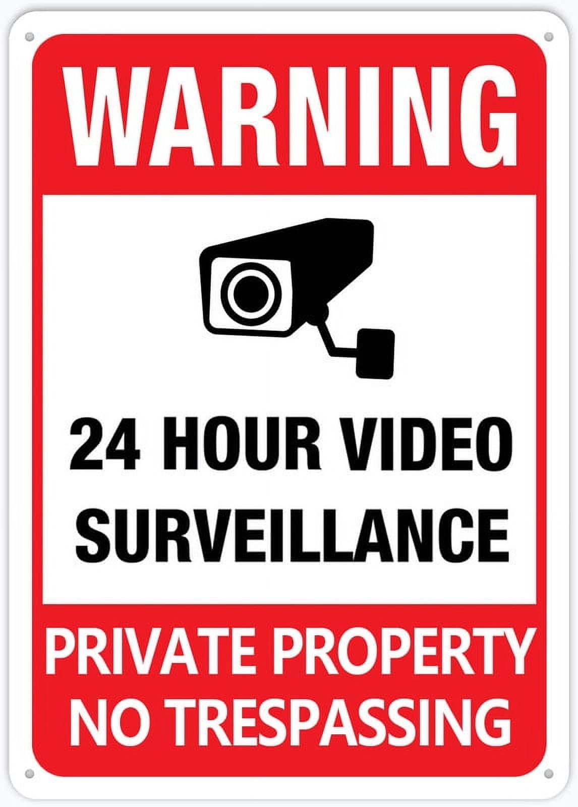 Private Property (No Trespassing - Video Surveillance) Sign, 8x12 Inch Rust-Free Aluminum Outdoor Metal Tin Sign for Home, Business, Yard