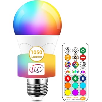 iLC LED Light Bulb Replaces 85W, 1000 Lumen, RGB Light Bulb With Remote Control, Colour Change, Warm White (2700 Kelvin), Edi