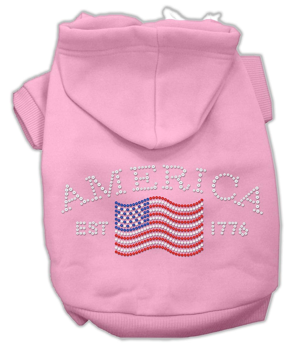 Mirage Classic American Rhinestone Dog Hoodies, Medium, Pink