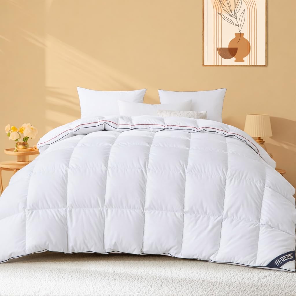 BedFabtasy Luxury Gusseted Feathers Down Duvet Single Size 13.5 Tog, Heavyweight, 100% Organic Cotton Cover, 600TC, Breathable & Soft & Down Proof, Hotel Quality Single Size Quilt, Machine Washable โ image 1
