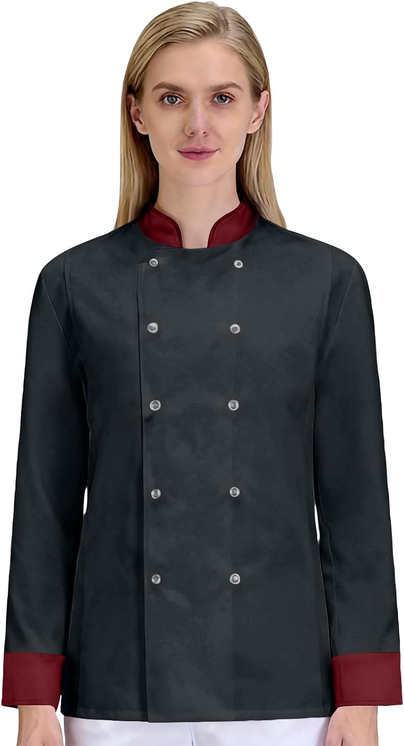 Chef Coat Men Women Outfit Button Closure Cook Long Sleeve Kitchen,Restaurant,Hotel Comfortable