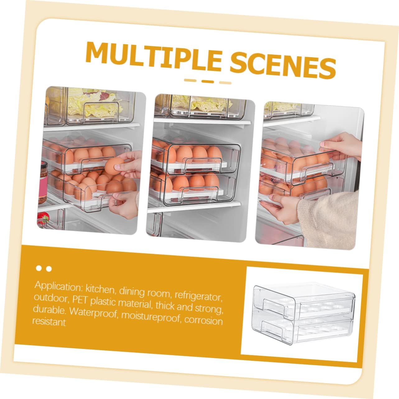 Gadpiparty Refrigerator Storage Container Double Organizer Design and Holder for Kitchen Fridge and Pantry Use