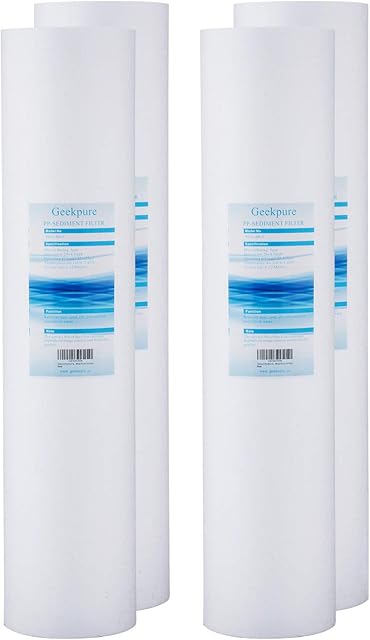 Geekpure 20 Inch PP Polypropylene Sediment Filter Cartridge for Whole House Water Filter System-4.5" x 20"-5 Micron, Pack of 4