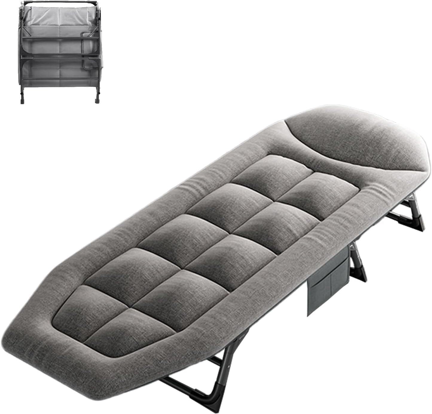 TIST Lightweight Folding Bed Adult Portable Camping Bed High Load Capacity Headrest Skin-Friendly Fabric Folding Bed Suitable for Home, Outdoor and Office Use Camping Folding Bed(200 * 64 * 34CM)