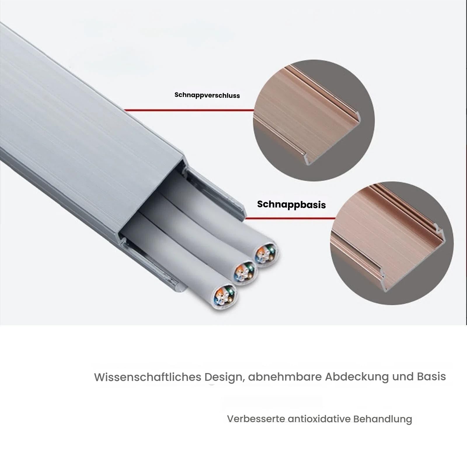 Aluminium Kabelkanal 20–40 Mm Breite Modulare Kabelverkleidung, 100 cm* 3 Stück Kabelabdeckung Für Boden Kabelmanagement Und Kabelschutz Für Sichere Kabelführung(Silver,40 * 20mm)