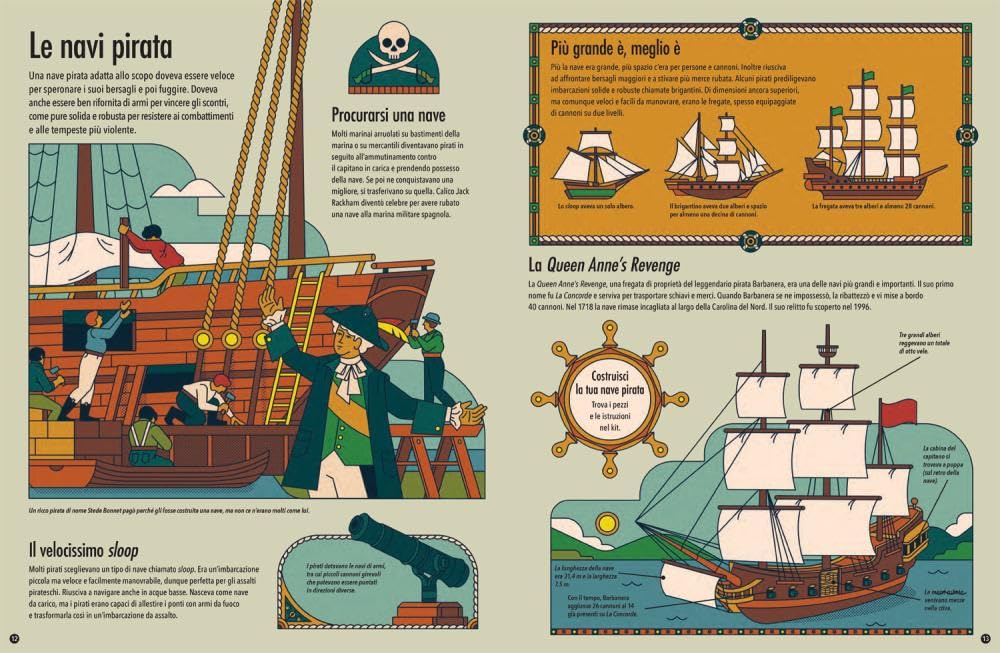Temibili pirati. Scopri l'età dell'oro dei pirati con quattro modelli da costruire. Tesori di carta. Ediz. a colori. Con 4 modelli da costruire