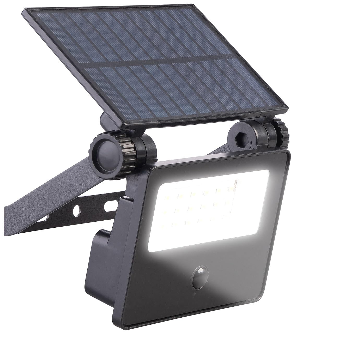 Luminea Solar-Gartenspieße: 4er-Set Solar-LED-Gartenstrahler mit Bewegungssensor, 400 lm, 1.200 mA (Spot Garten, LED Leuchte außen Garten, Baum)