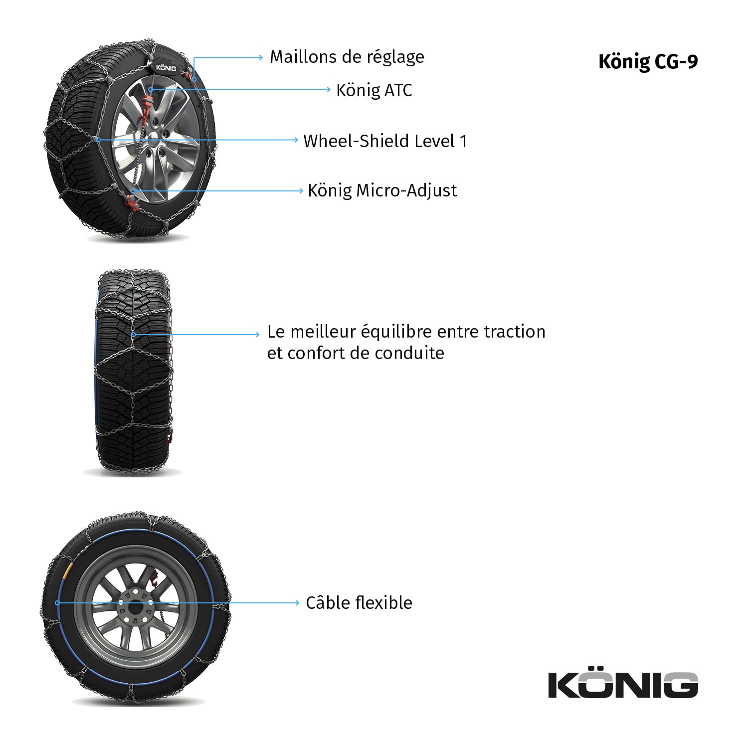 KÖNIG CG-9 105 - Chaînes à Neige, Set de 2 - 5