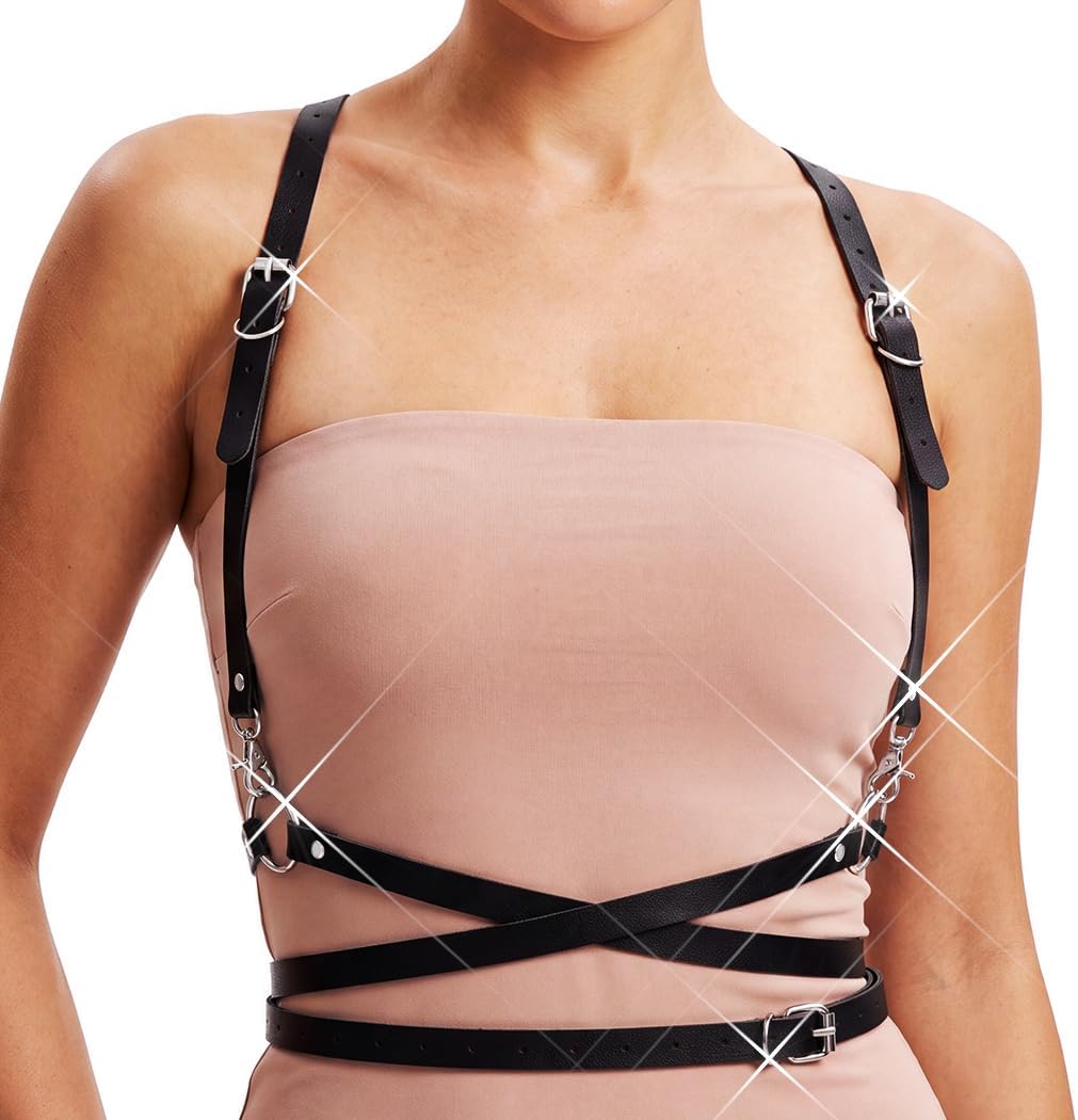 BODIY Plus Size Harness Belt Leather Waist Harness for Women