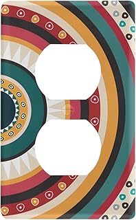 Colorful Jamaica Tribal Ethnic Pattern a Quarter Cycle Unused Outlet Print Toggle Wall Plate, Switch Plate Cover for Living Room Bedroom Bathroom Office and School