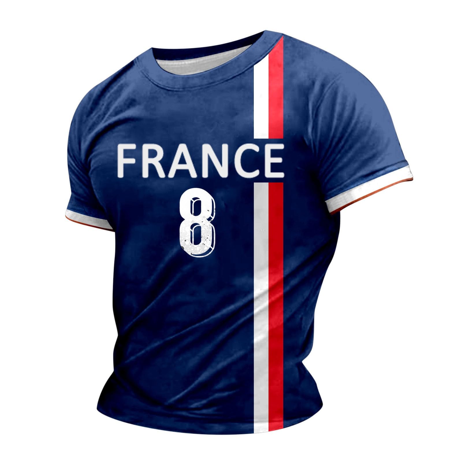 Foweknow France Football Jersey Men's Sports Jerseys with Number for Men Women Summer Fitness Sports Shirt Adult Gym Unisex Short Sleeve Crew Neck Top Training Shirt Functional Shirt, dark blue, M