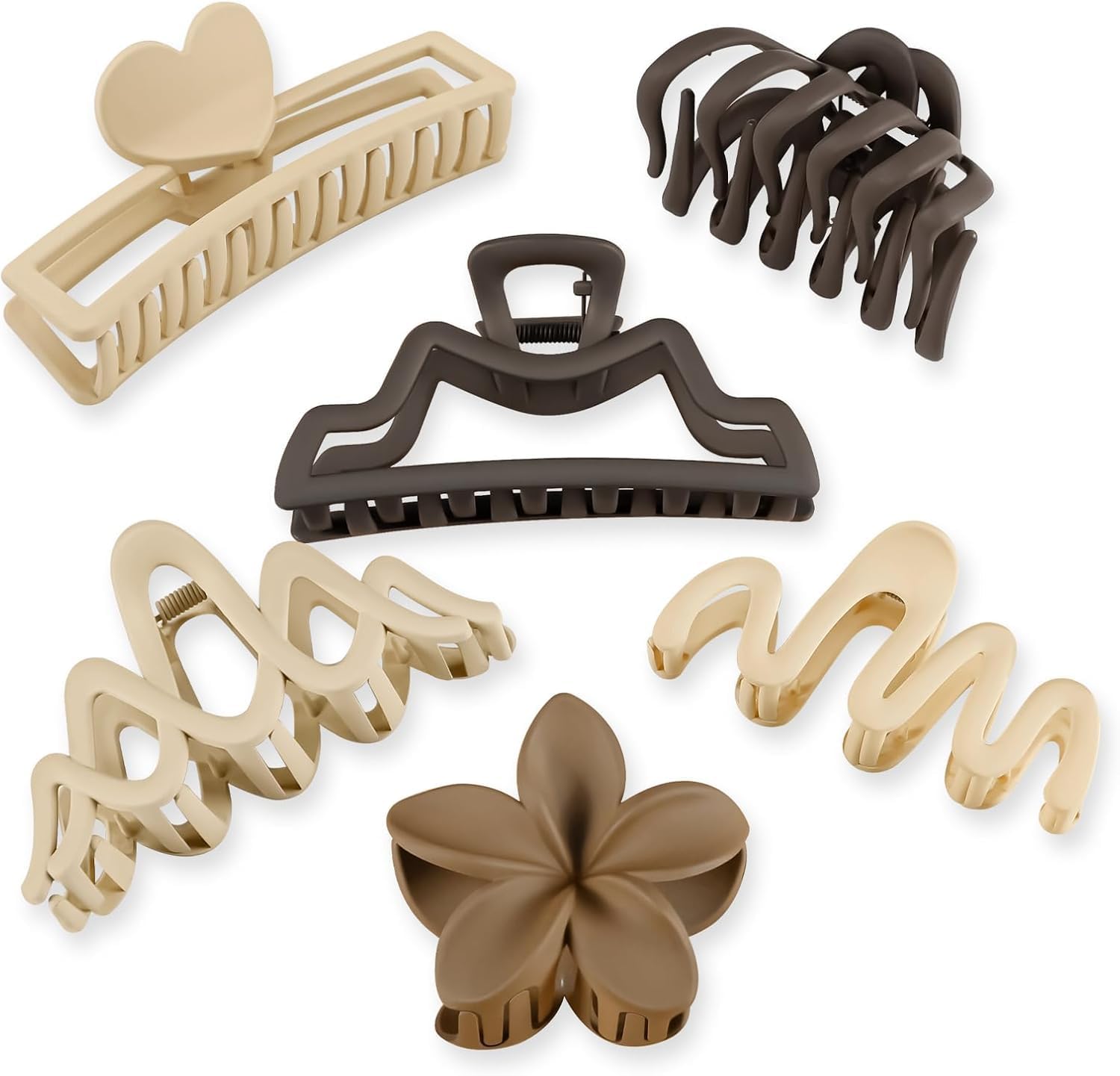Lyrovo 6pcs Matte Hair Claw Clips for Women – Strong Hold Non-Slip Large Clutcher for Thick Hair, Aesthetic Korean Style