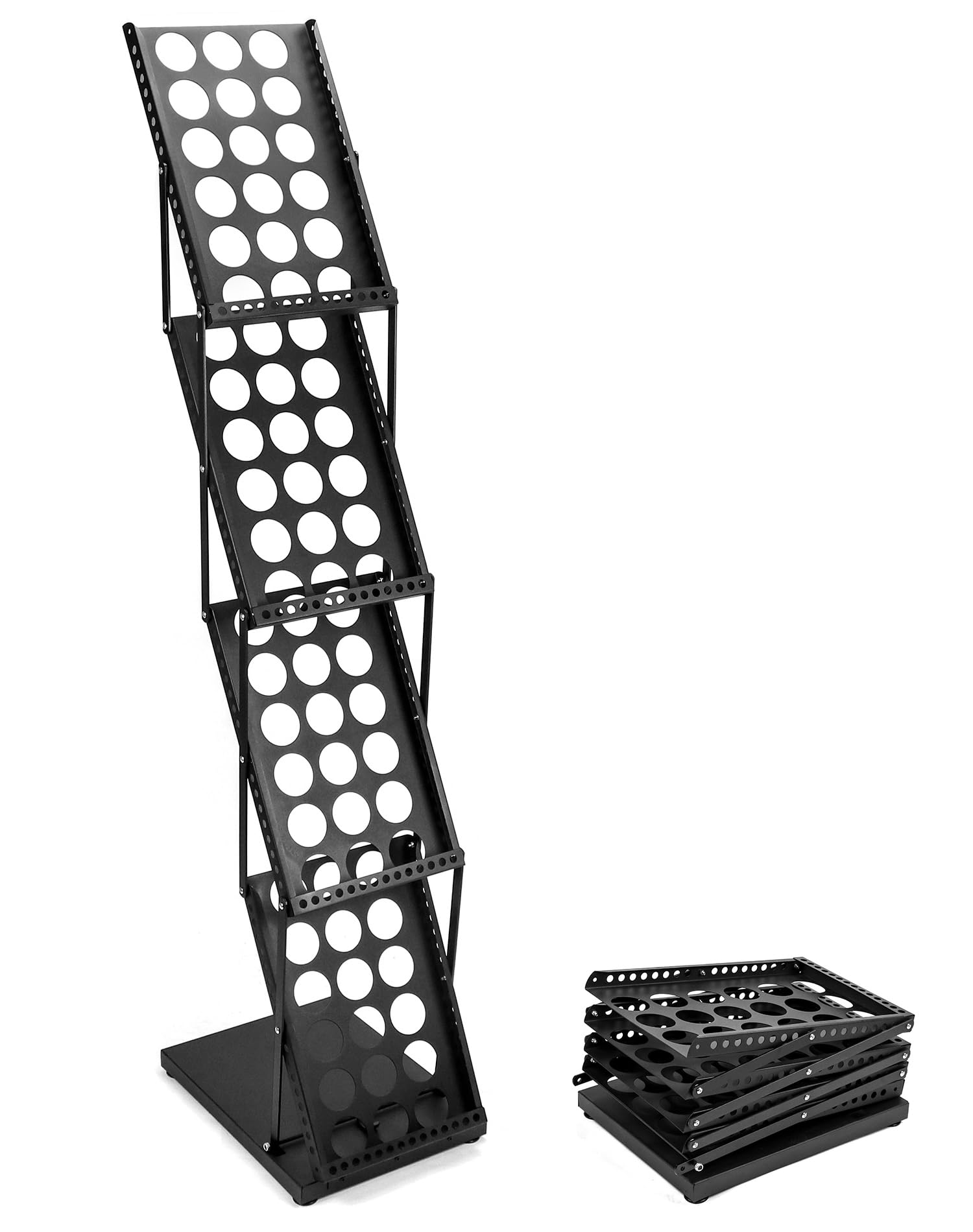 QWORK® Expositor De Revistas A4, Expositor Para Folletos, Plegable, Negro