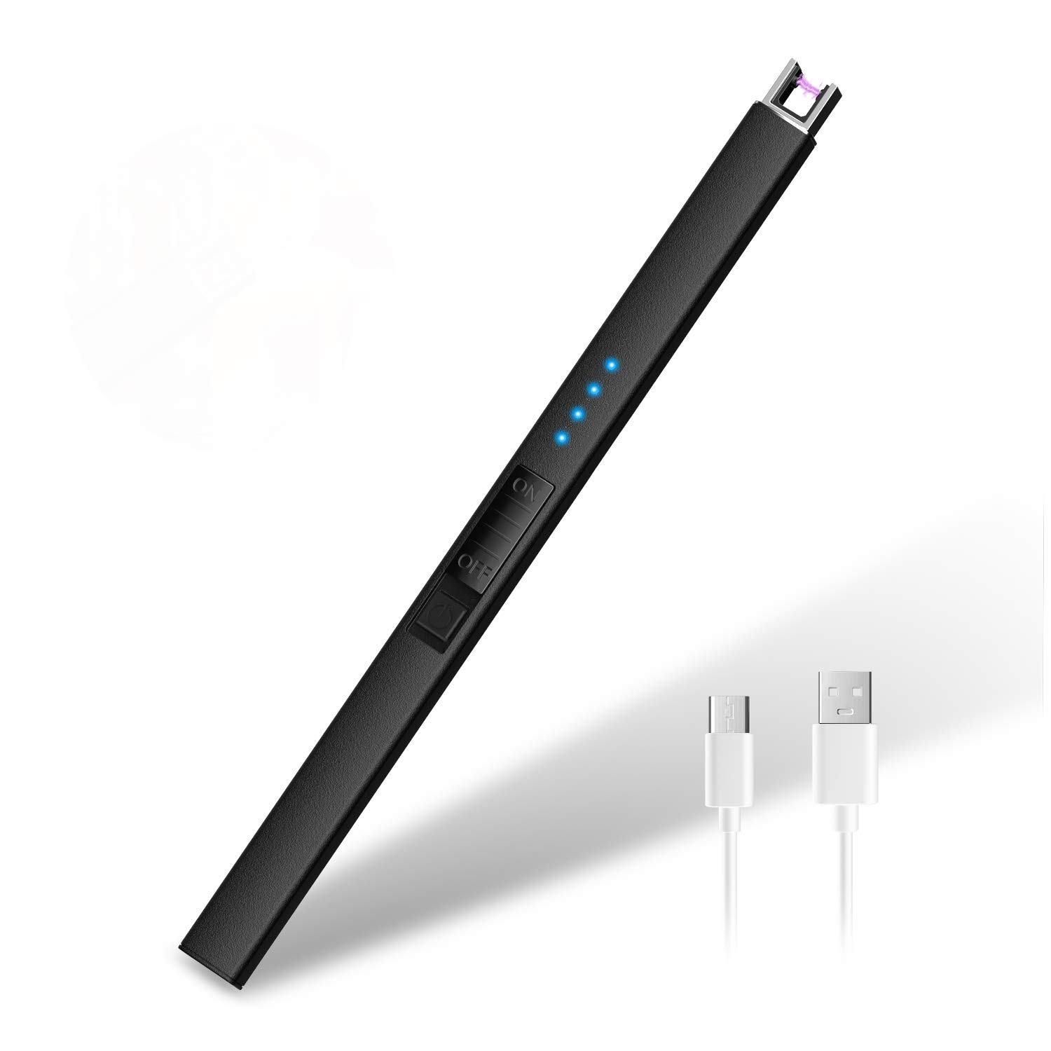 Electric Candle Lighter Rechargeable USB Lighter with LED Battery Display, Plasma Arc Lighters with Windproof & Flameless Retractable Head for Camping BBQs Kitchen Stoves Fireworks