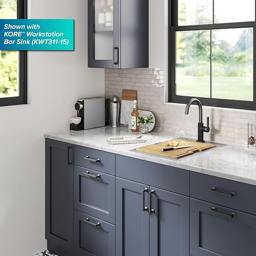 Miniatura 214 de Kraus KPF-2820MB OLETTO SOLA MANEJO DE COCINA DE COCINA DOWN DOWING, 17 PULGADA, NEGRO MATE Mate negro,Negro / acero inoxidable negro sin