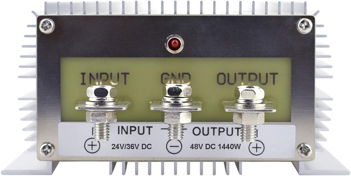 Cllena Waterproof DC/DC 24V 36V to 48V Boost Converter 30A 1440W Step Up Voltage Regulator Module Car Power Supply Voltage Transformer (Input 20V-42V)