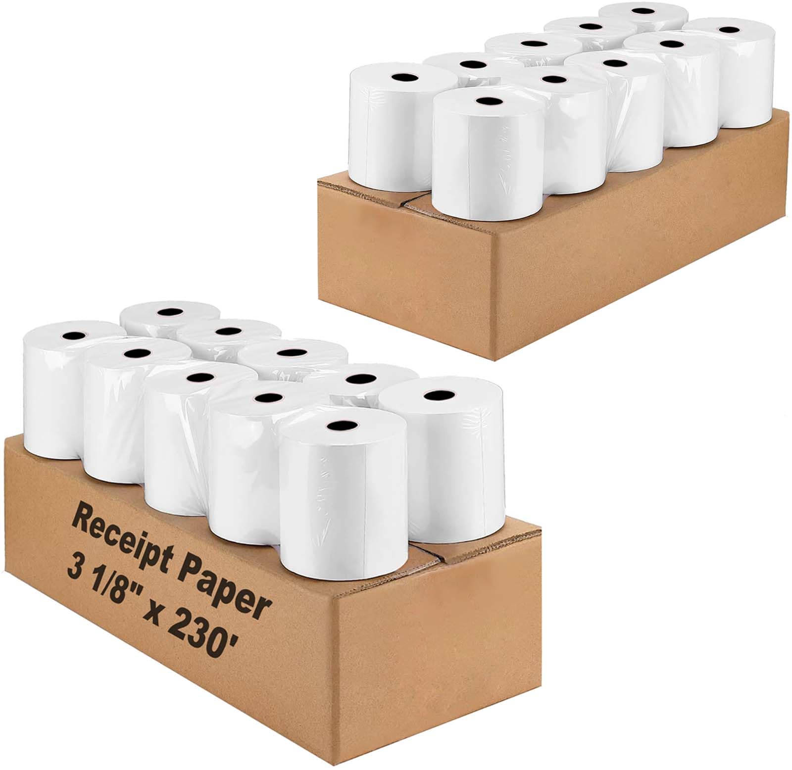 Coopaty Rollos de papel térmico para recibos de 3 1/8 x 230, papel térmico para caja registradora POS (20 rollos)