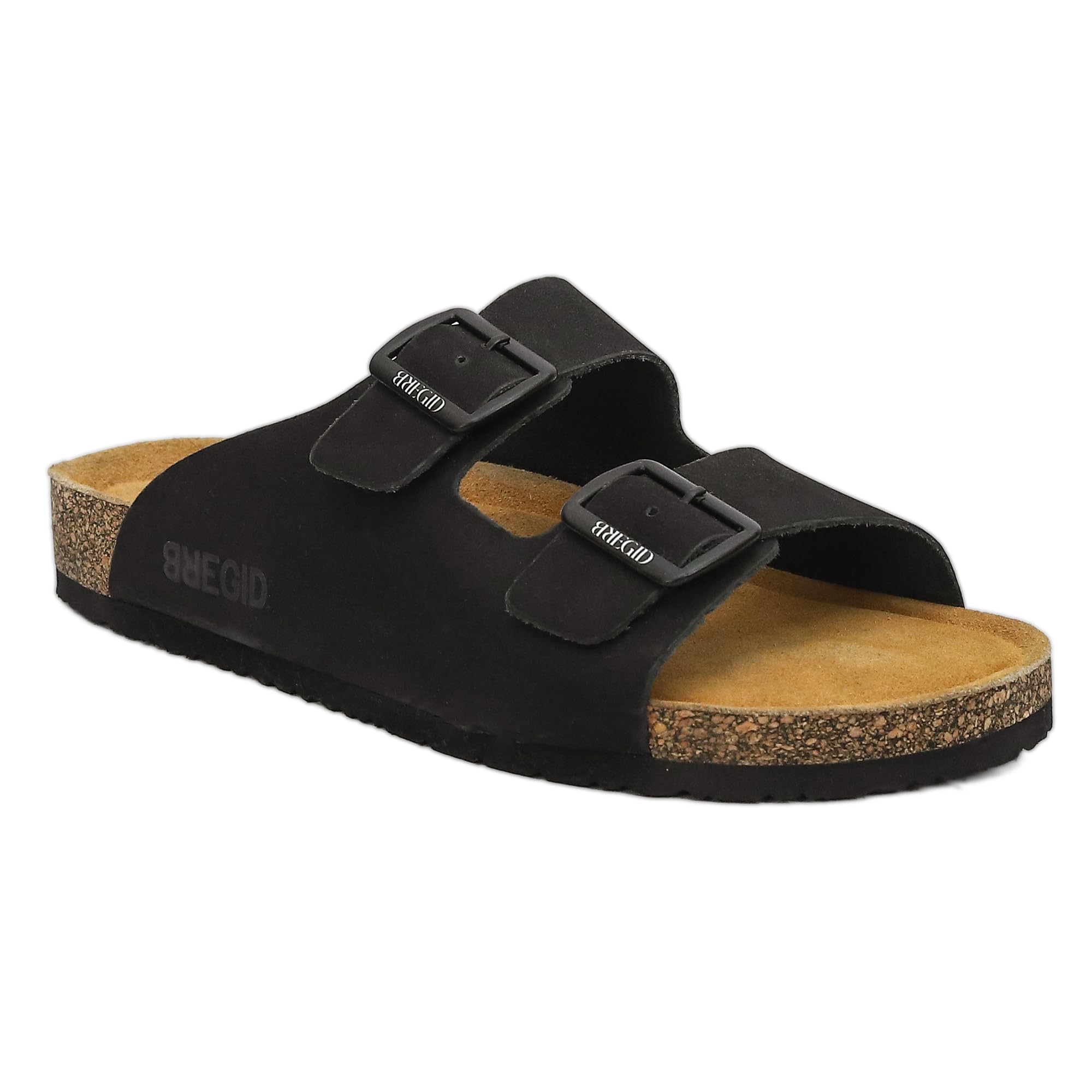 bregid Men Classic Black Nubuck Sandals | Premium Leather and Cork Footwear | Ergonomic Eva Sole for Daily Comfort and Lightweight Support | Durable Casual Summer Beach Wear for Men-picture-31