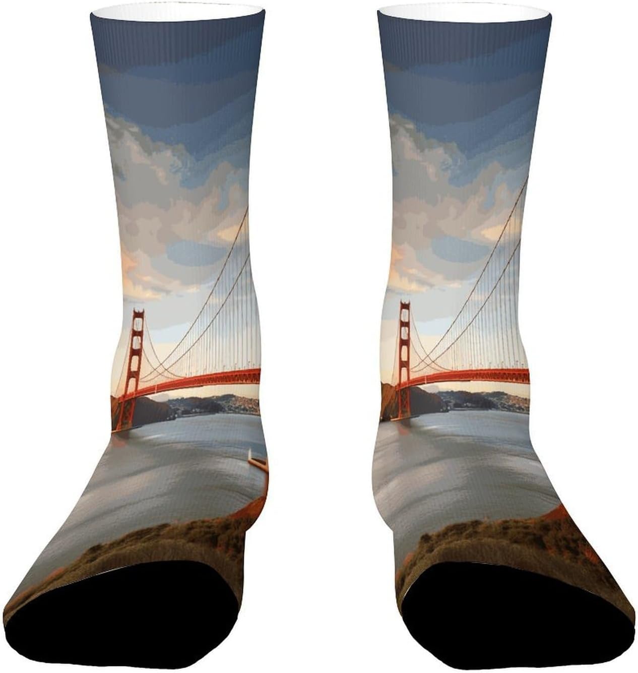 Golden Gate Bridge Crew Sock High Stocking Grippy Socks | Socks for Men & Women,Stockings-Long Thin Tube Sports, Breathable Soft Athletic for Nurses,Travel