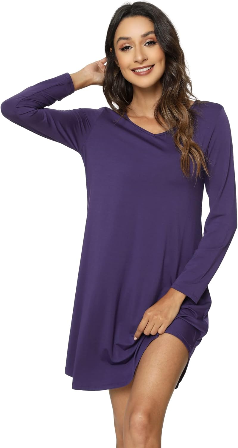 GYS Womens Bamboo Viscose Nightgown Super Soft Lightweight Night Shirts for Sleeping - Image 3