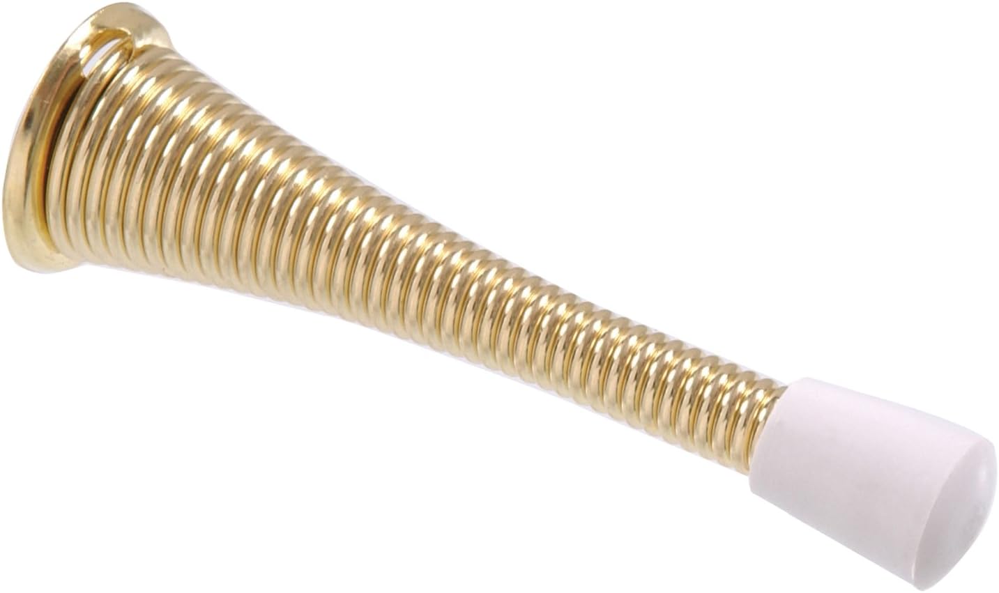 592573 Spring Door Stop, Brass, Plate 3-Inch, 2-Pack