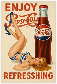 Vintage Pepsi Poster - 'Enjoy the Cool' Wall Art - 1950s Style Drink Advertising Decor Canvas Modern Poster Wall Art Prints Paintings Living Room Bedroom Decor 12x18inch(30x45cm)