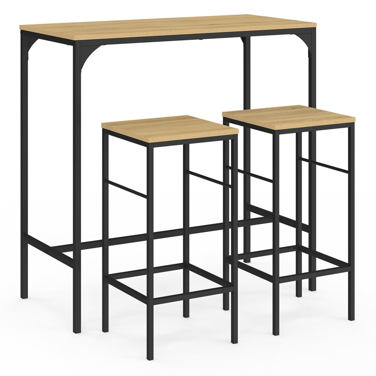 IDMarket - Ensemble Table Haute de Bar Detroit 95 cm et 2 tabourets Design Industriel