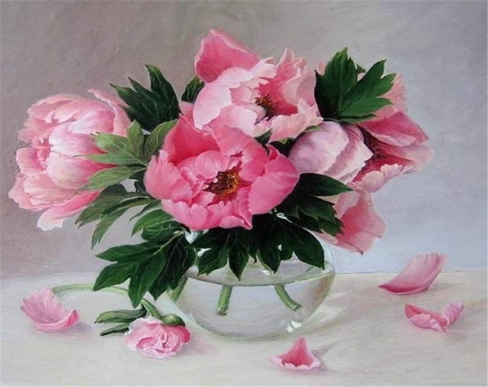 Kit rose rose diamant image grand format 80x100cm pour peinture diamant complète