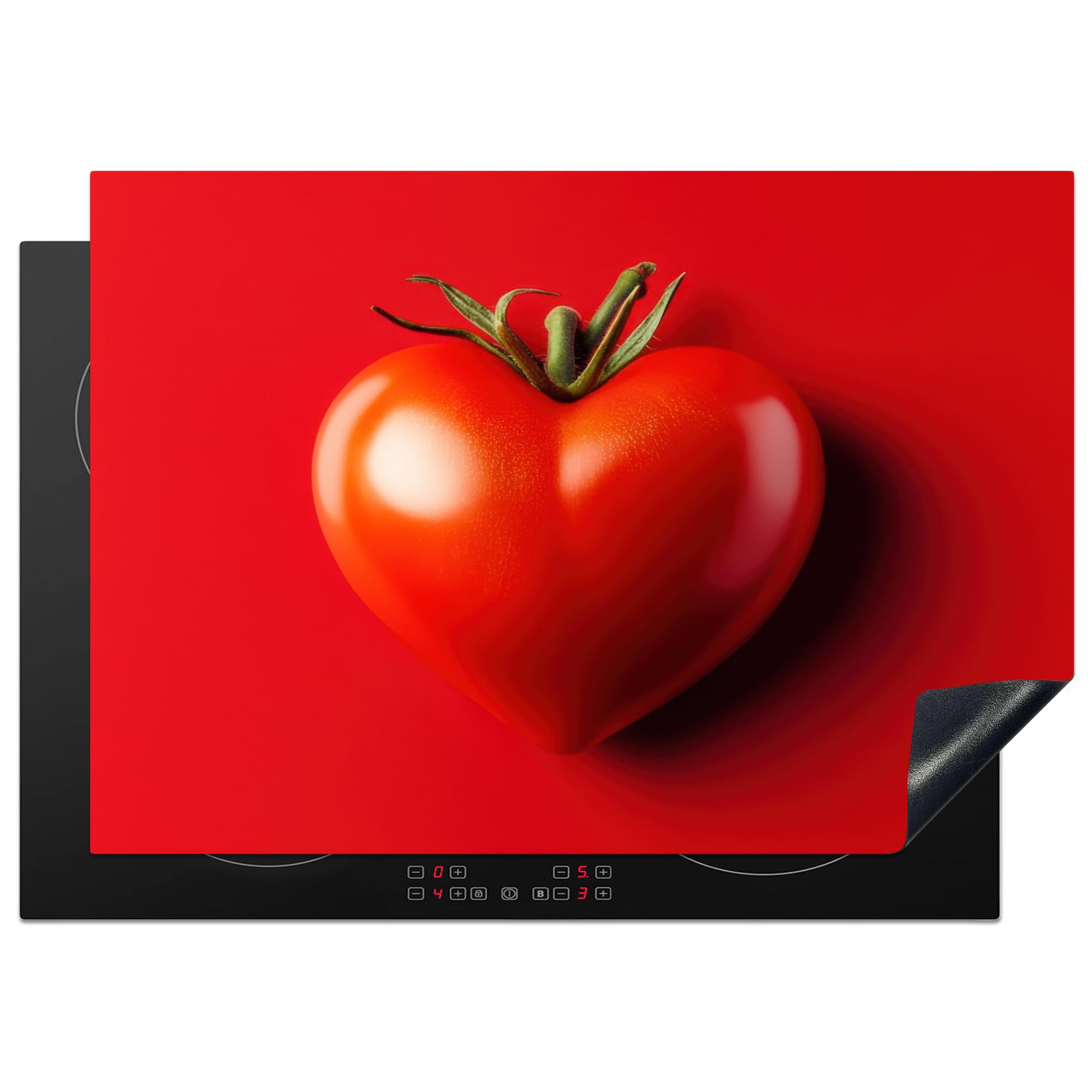 KitchenYeah© Induction Hob Protector Mat 20.5"x29.5" / 75x52 cm Stove Cap Top Cover Kitchen Cooker Covers for Electric Hobs Vinyl Tomato - Red - Heart