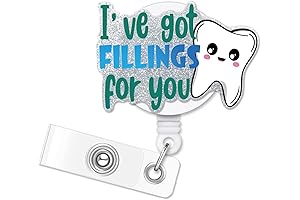 ERHACHAIJIA Retractable Tooth Badge Reel with Glitter