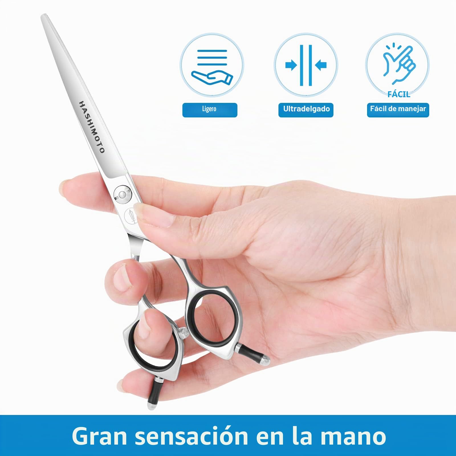 HASHIMOTO Tijera de aseo para perros, tijeras curvadas para aseo de perros, 6.5 pulgadas, hoja curvada de 30 grados, peso ligero, para recortar cara y patas.