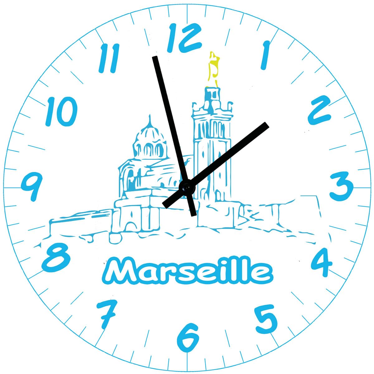 Horloge en verre Marseille 29 cm pendule murale moderne pour cuisine et salon